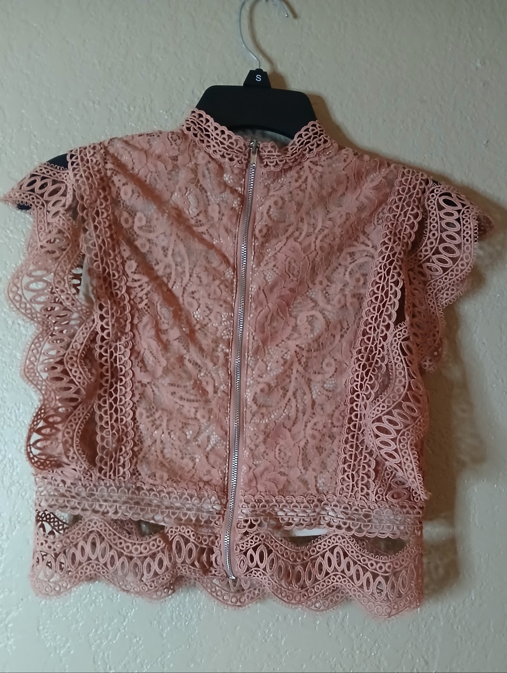 SAINTS + SECRETS Mauve Pink Victorian Lace Top High Neck Size Small - Picture 5 of 6